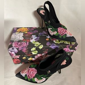 Flower print Dolce and Gabbana sling back heels